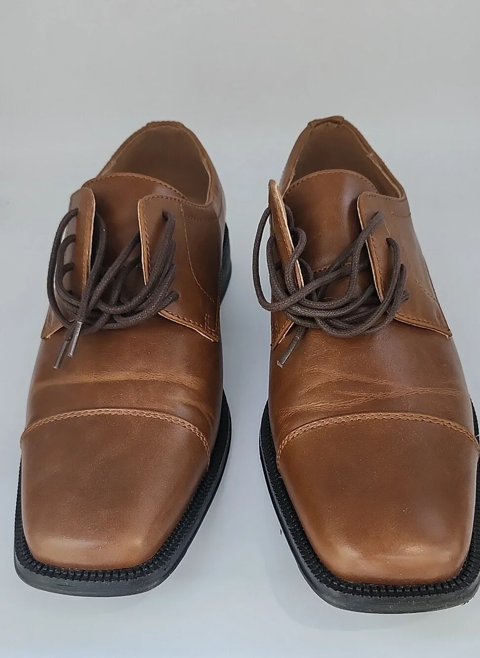 Alfani Brown Leather Lace-Up Shoes